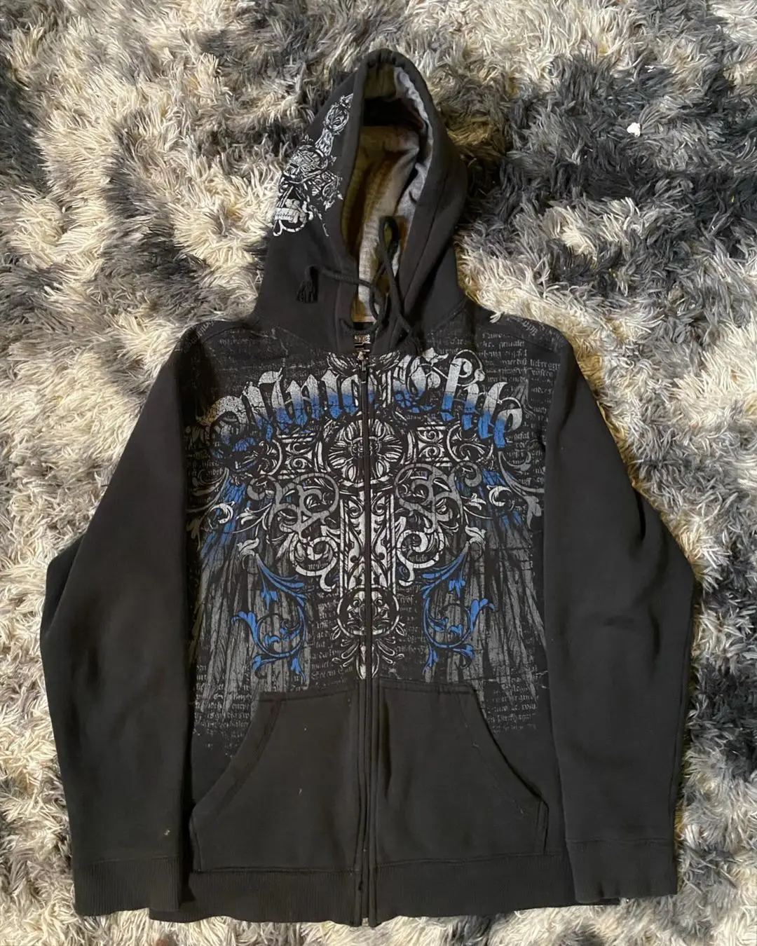 Y2K Cyber Grunge Gothic Hoodie Zip Up