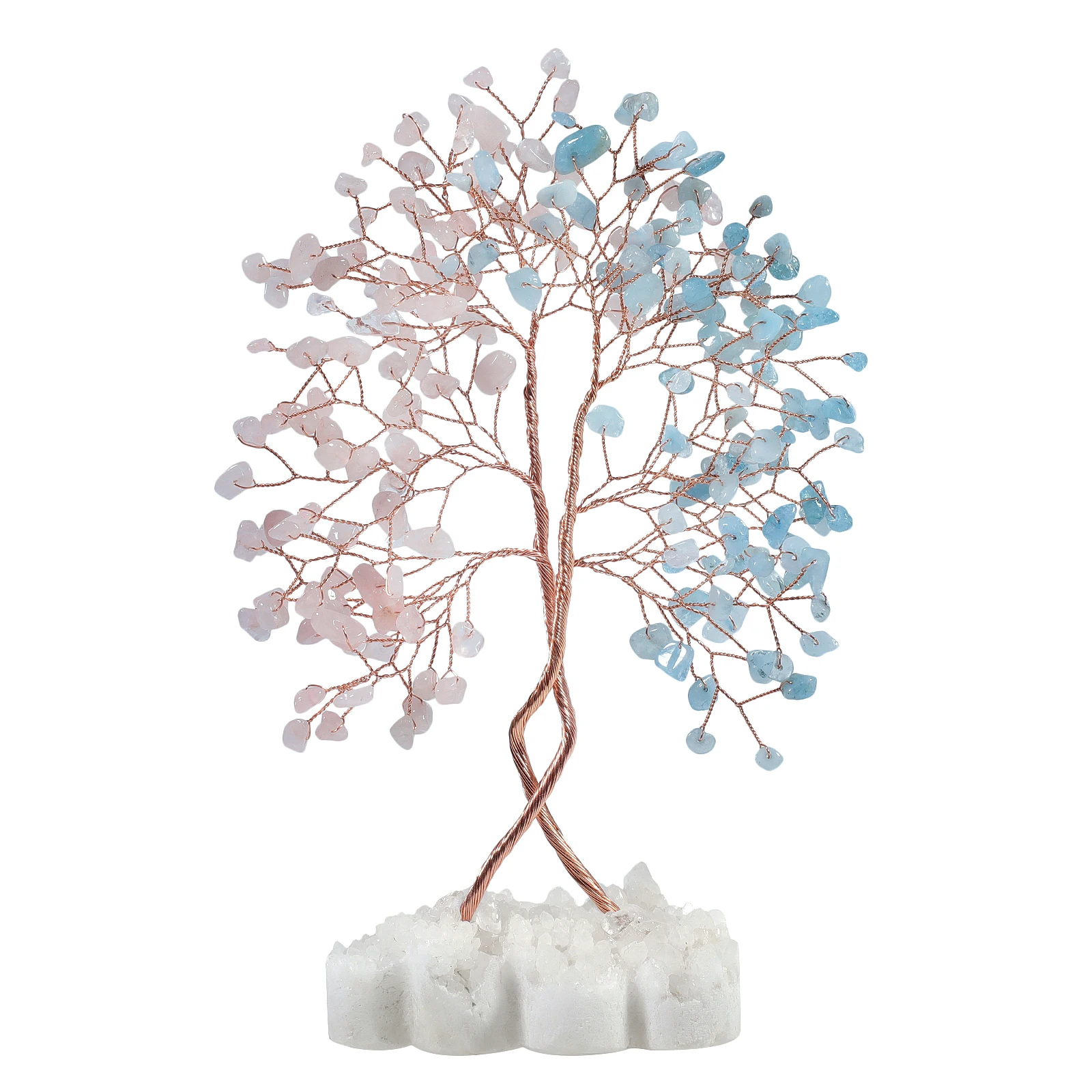 Natural Crystal Tree With Double Heart Rock Quartz Cluster Base Lucky Money Tree Wedding Table Home Decor Fengshui Ornaments