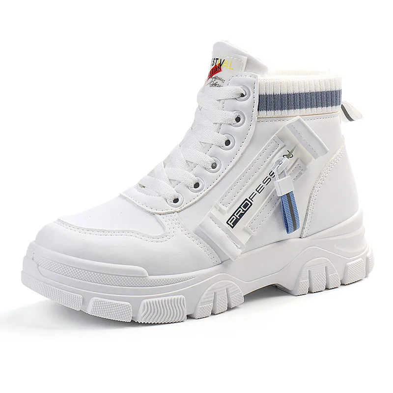 Platform Plush Woman Sneakers 2023 Winter High Top Casual Shoe Versatile Ankle Boot Fashion Leather Boot Board Shoes Women Shoes