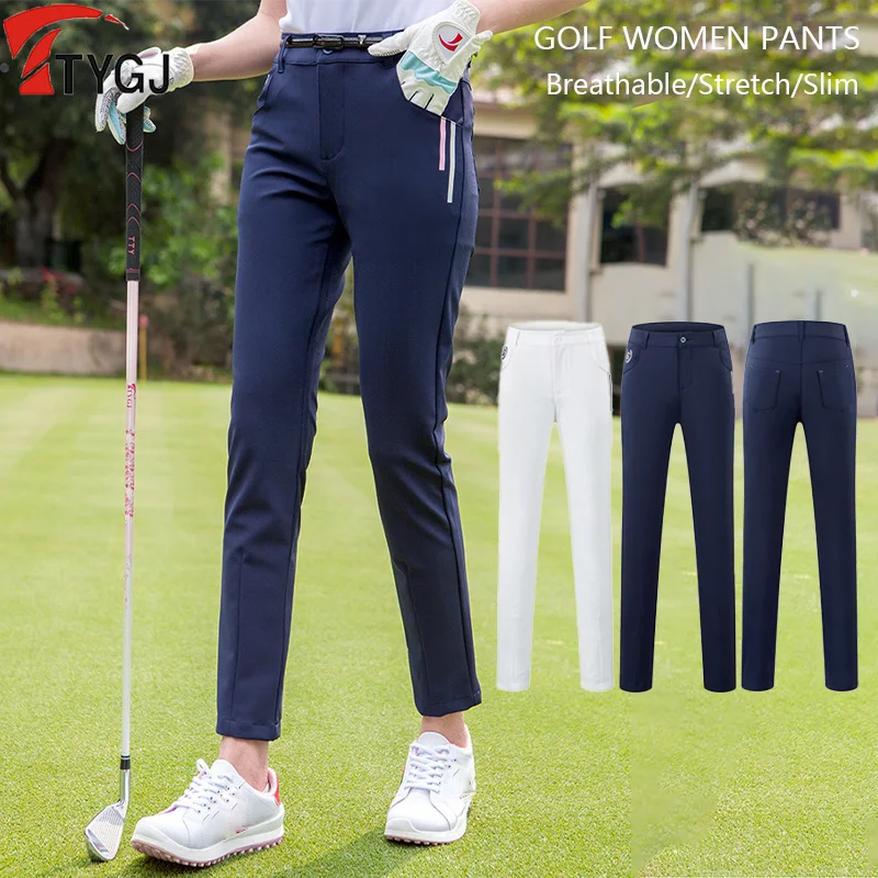 

TTYGJ Spring Summer Quick-dry Golf Trousers Female Stretch Golf Pencil Pants Breathable Slim Sports Trousers Women Sweatpants