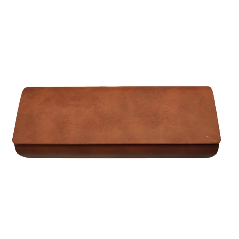 1pc Simple Leather Eyewear Case Optical Retro Myopia Glasses Sunglasses Storage Box Fashion For Men And Women
