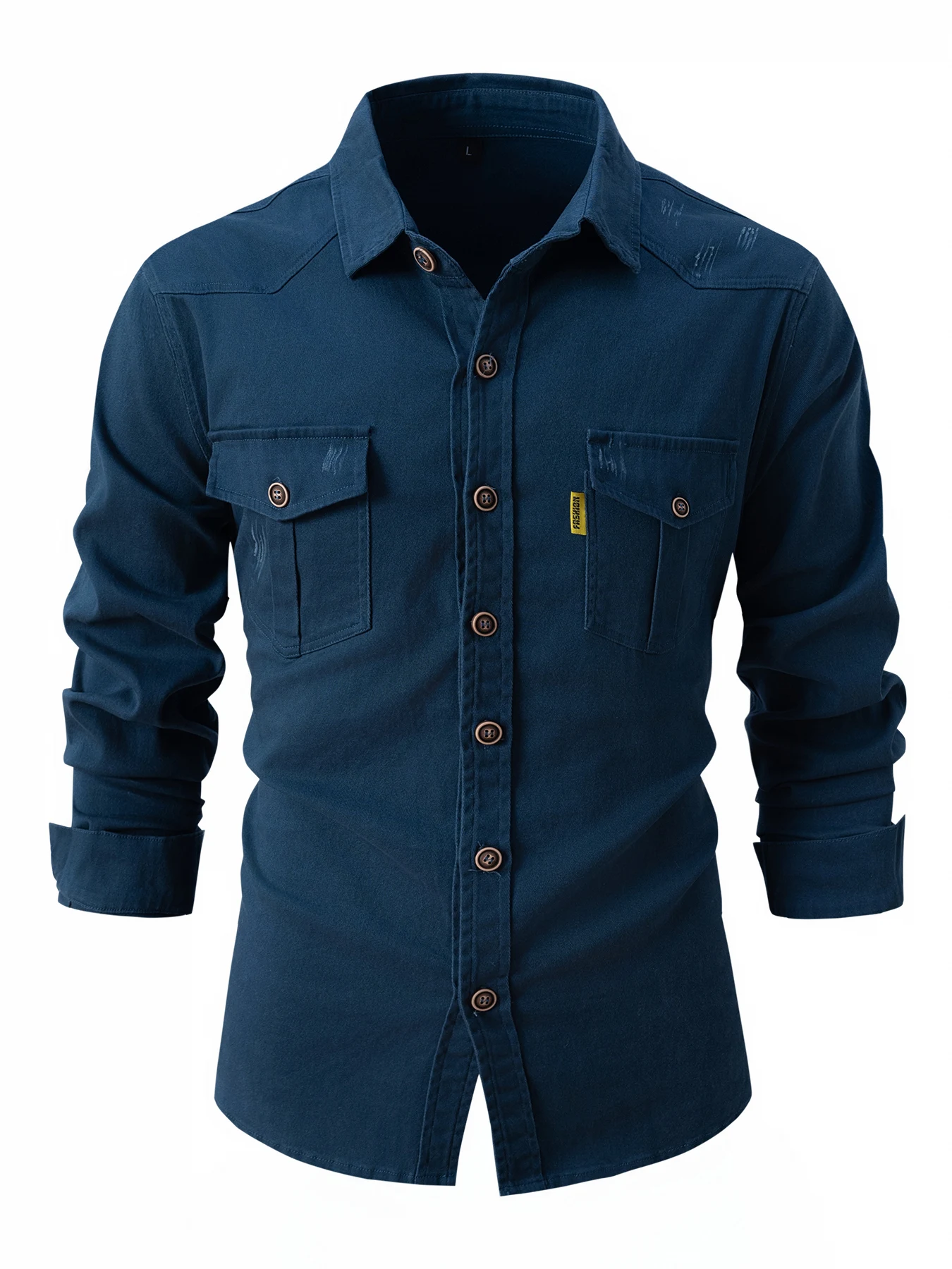 2023 Spring and autumn design brand tooling jacket long sleeve men's shirt fashion slim military casual washed cotton shirt