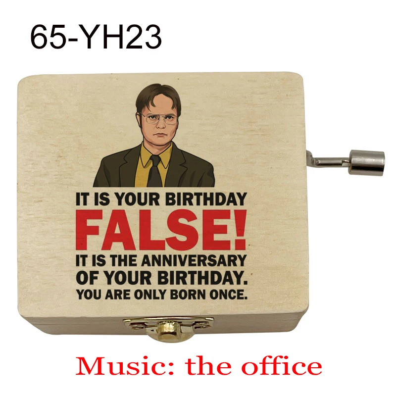 TV show The Office Fun Dwight Jim Pam figure print Wooden Music Box Music Theme Musical Box Birthday Gift To TV fans Friends 3
