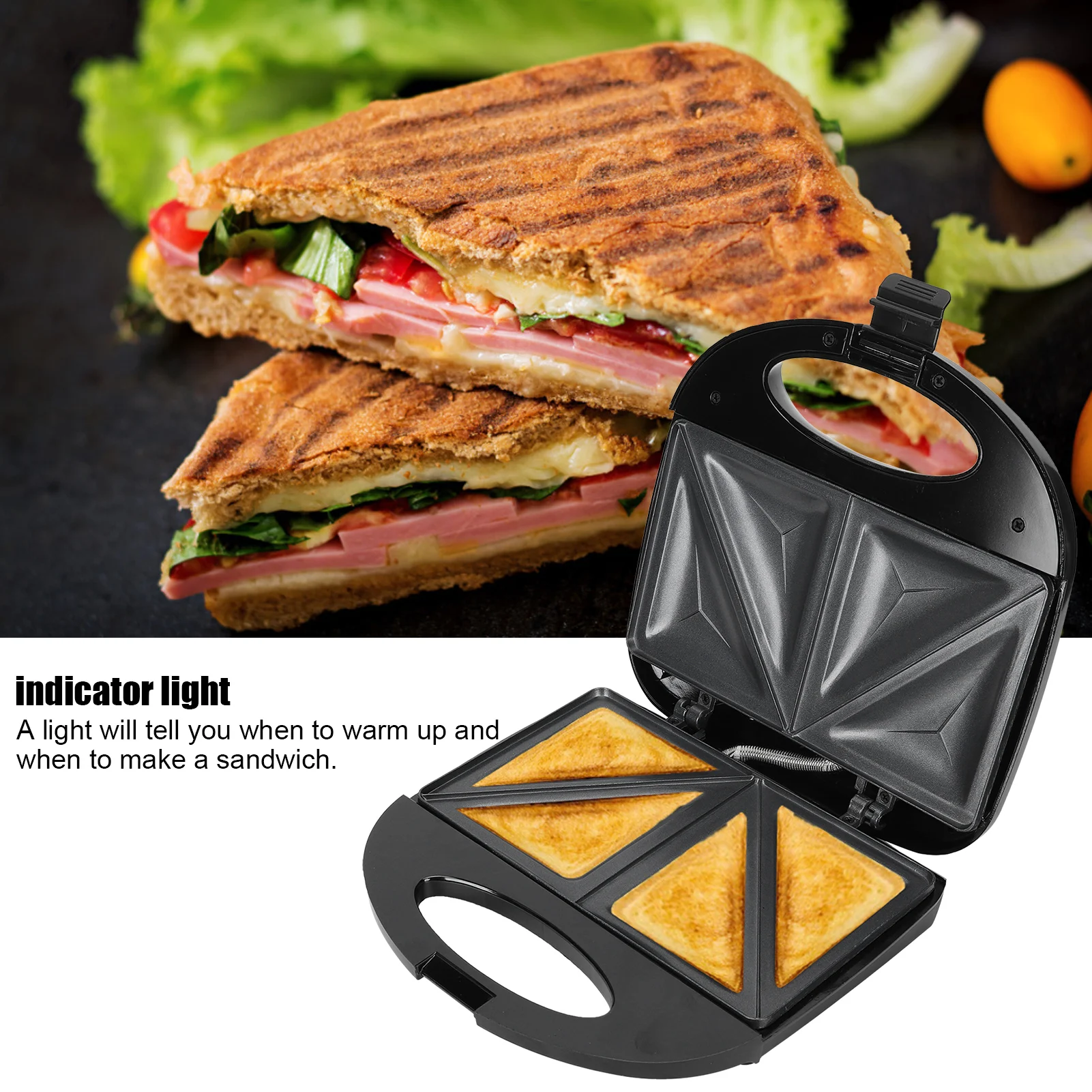 Sandwich Maker,Waffle Maker, 220V 750W Double‑Sided Electric Sandwich Maker Automatic Breakfast Making Machine EU Plug