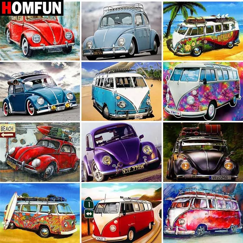Full Square/Round Drill 5D DIY Diamond Painting Car touring car landscape Embroidery Cross Stitch 5D Home Decor Gift HOMFUN
