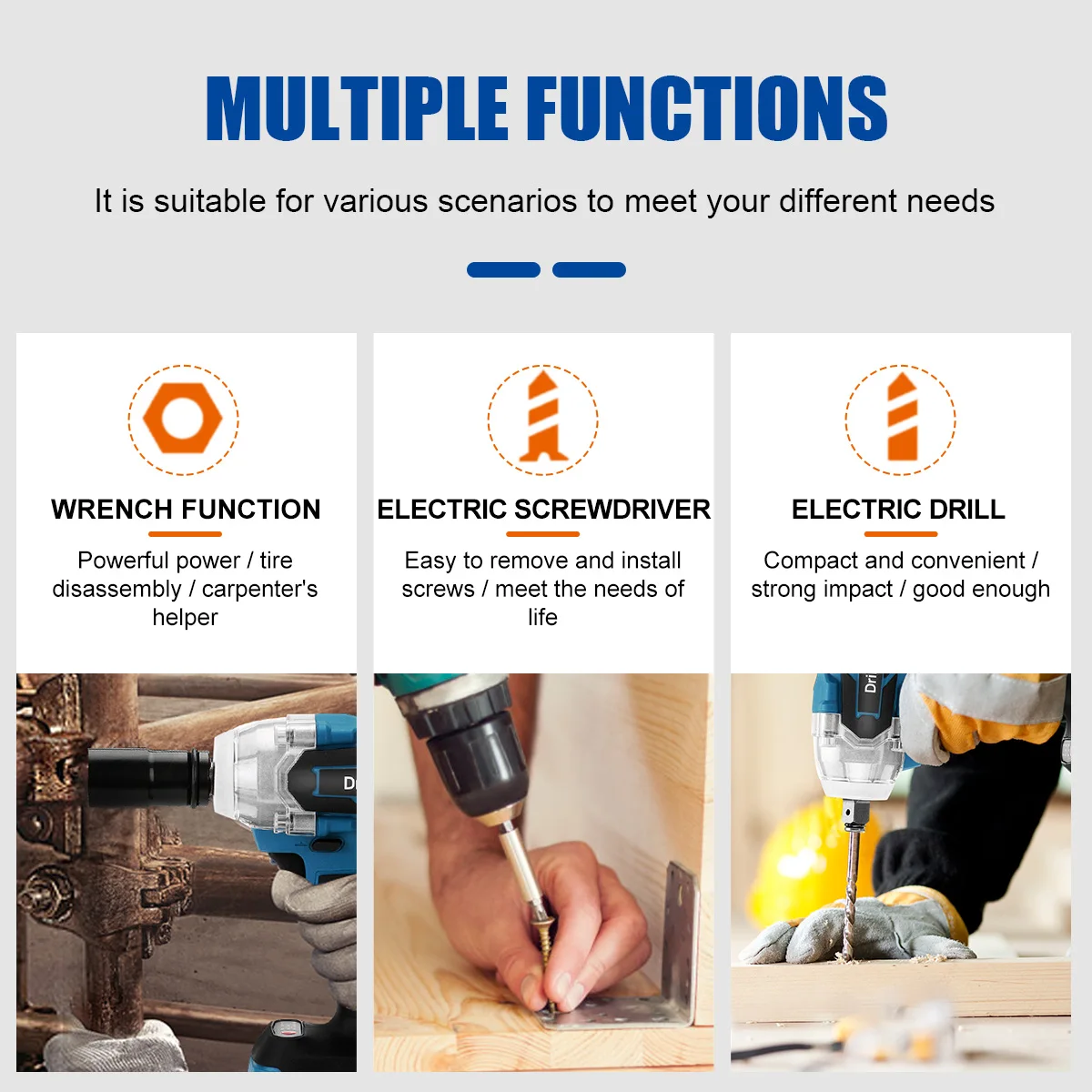 Drillpro 520N.M Brushless Cordless Electric Impact Wrench 1/2 inch Socket Wrench Power Tools Rechargeable For Makita 18V Battery 4