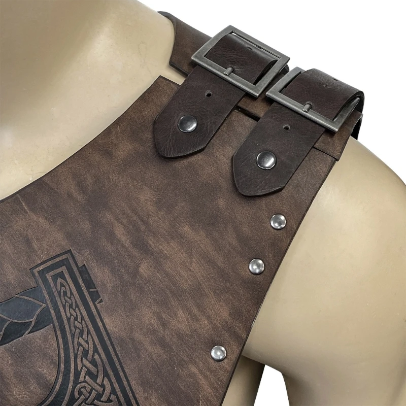 Mens Viking PU Leather Chest Armors Knight Leather Body Armors Medieval Armors Cosplays Jerkins Coat Halloweens 5