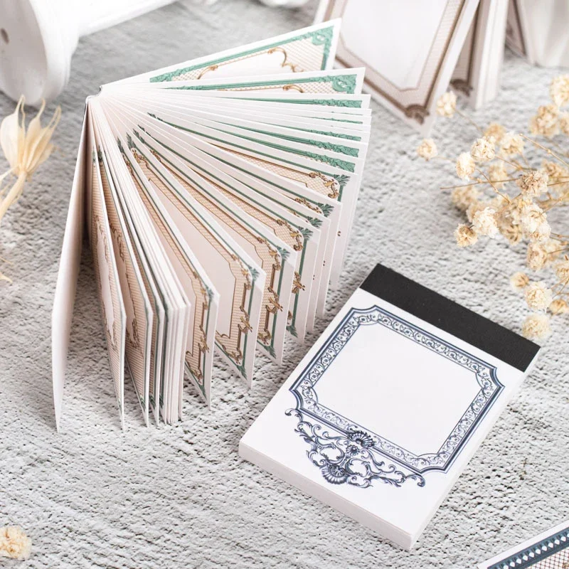 30 pcs Memo Pad Vintage Border Blank Writing Handbook Material Note Handbook Decoration Collage Material 6 models