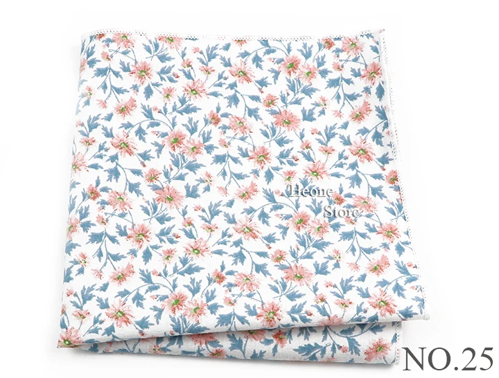 Neue schöne Blumen druck Hankerchief Baumwolle rosa blau lila Taschen tücher für Männer Hochzeits feier täglich tragen Accessoires Geschenk – Detail 26