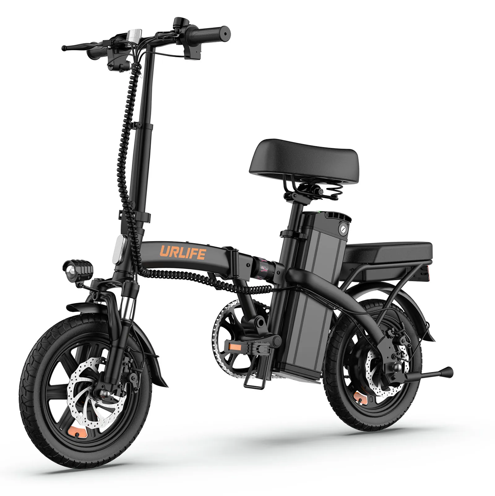 URLIFE F1L Erwachsenen-Elektrofahrrad 250W Motor 14 Zoll Faltbares City-Pendlerfahrrad mit Heckträger Unisex – Detail 17