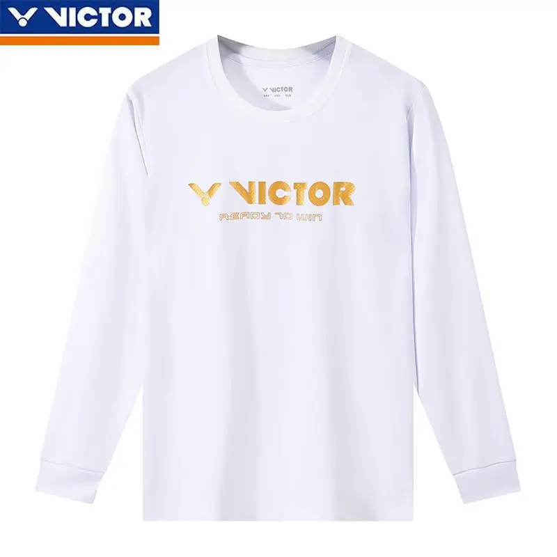 Victor New Men's and Women's Same Badminton Suit Long-sleeved Crew Neck Sweater with Trousers Suit
