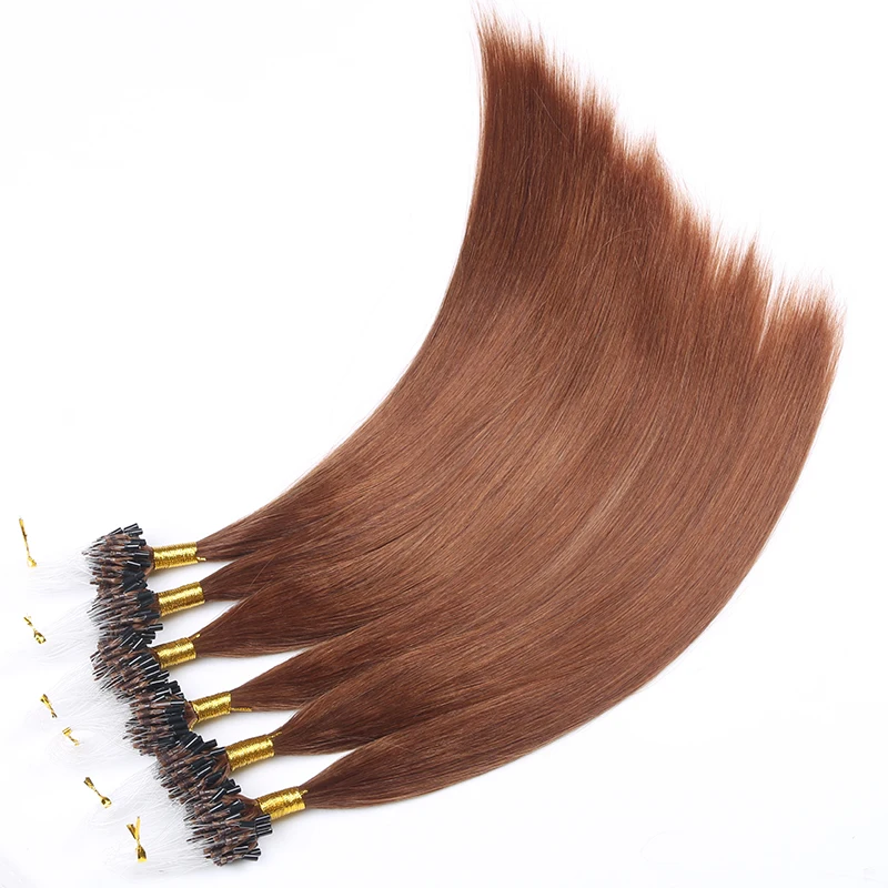 Remy Micro Ring Hair Extensions Straight Raw Virgin Hair Extensions Pre Bonded Micro Loop 14"-30" Fusion Human