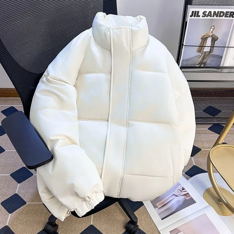 Pure black lightweight down jacket detail view