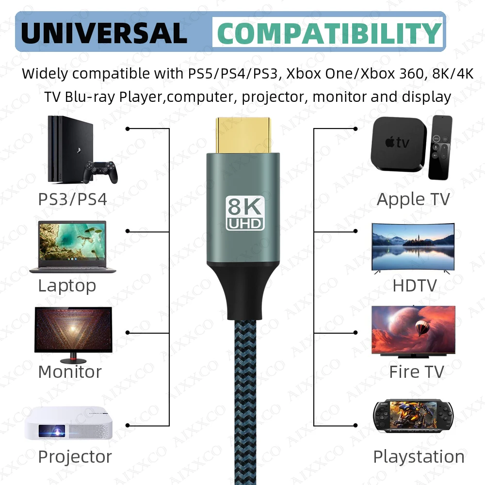 Ultra High-Speed 8K HDMI-Compatible Cable with HDR Support