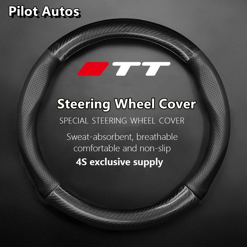 

For Audi TT Steering Wheel Cover Genuine Leather Carbon Fiber Summer Winter Women Man