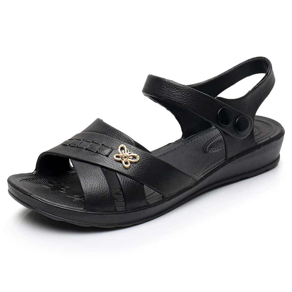 

Women Sandals Fashion 2023 Summer Middle-aged Non-slip Flat Shoes Soft Casual Platform