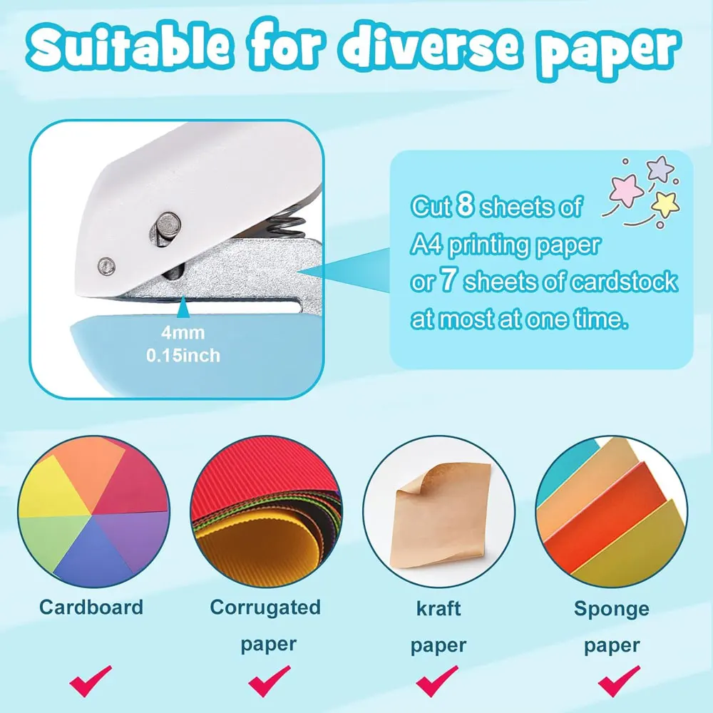 3팩 수제 싱글 홀 펀치, 원형, 별 모양, 하트 모양 펀치, DIY 스크랩북 및 선물 포장용.