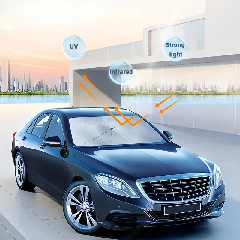 Front Windshield Car Sunshade – Heat Insulation Sunscreen Blocking Curtain for Small Cars & Compact Vehicles