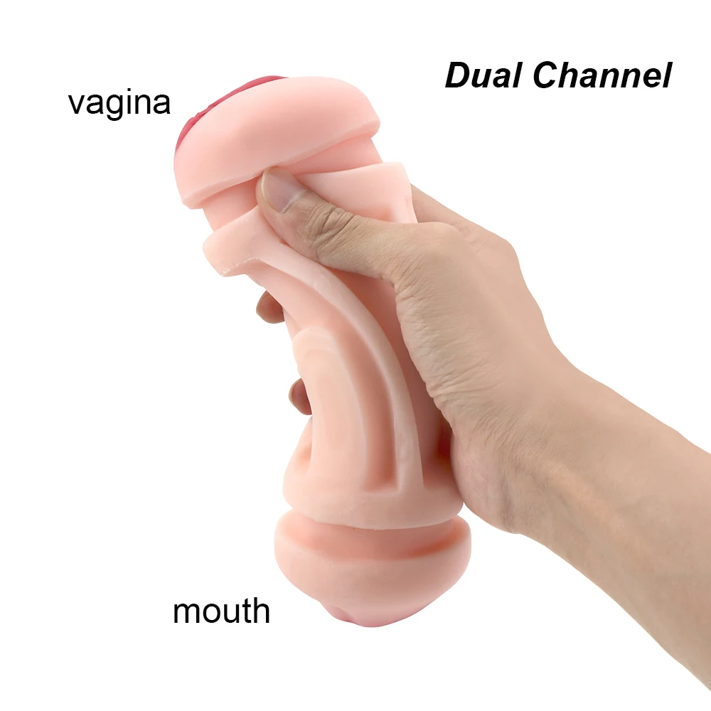 19cm Male Masturbator Artificial Mouth Vaginal Men Glans Sucking Vibrator Penis Pump Real Pussy Erotic Sex Toys Adults 18 for