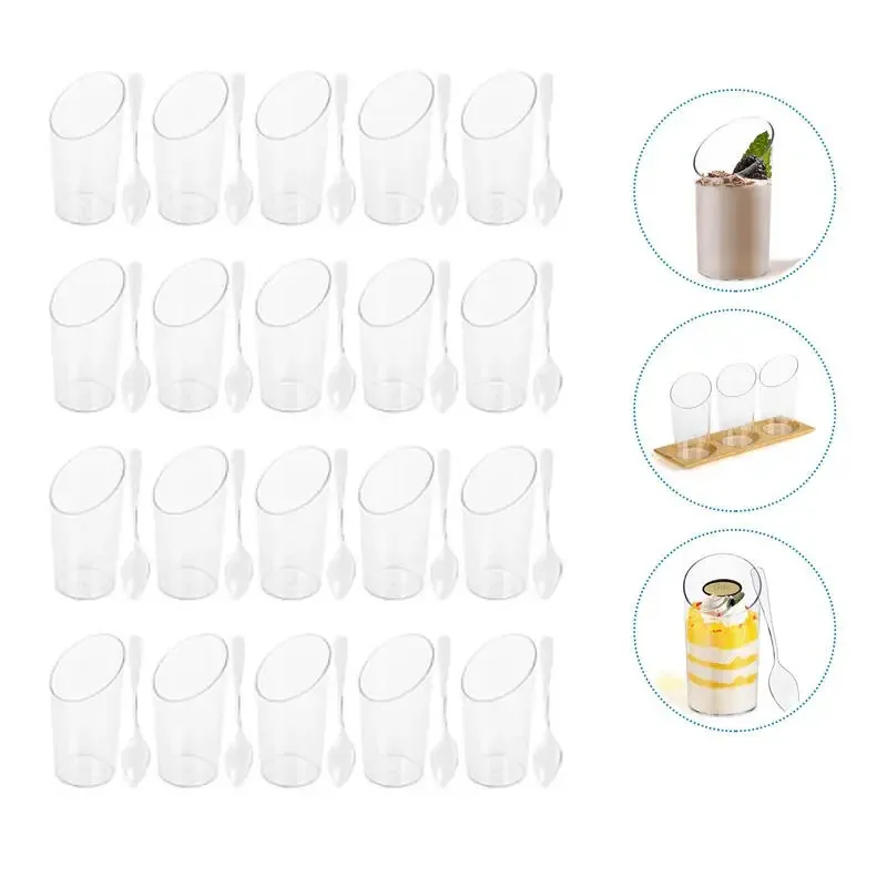 Plastic spoons for pudding, ice cream, foam, dessert, picnic, party, dessert packaging, Christmas supplies, 80ml, 40 pieces