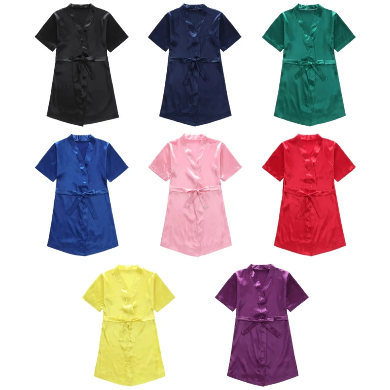 Pink Bathrobes for Girls Nightwear Fashion Solid Robes Summer Baby Kids Breathable Nightgown Sleepwear Wedding Spa Party Dress