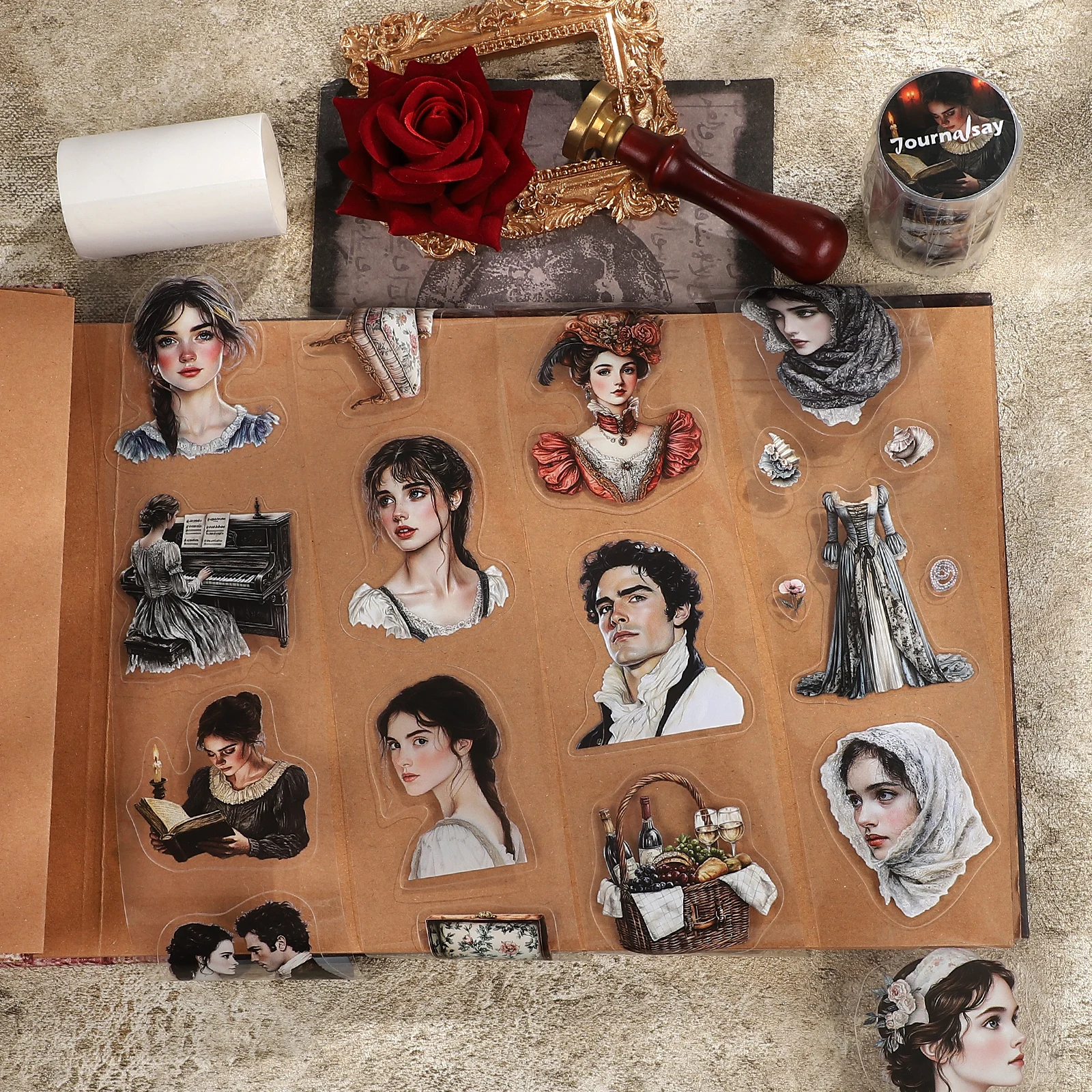 60mm*200cm 그녀의 설득력 시리즈 빈티지 캐릭터 풍경 PET 테이프 창의적인 DIY 저널 재료 콜라주 문구류