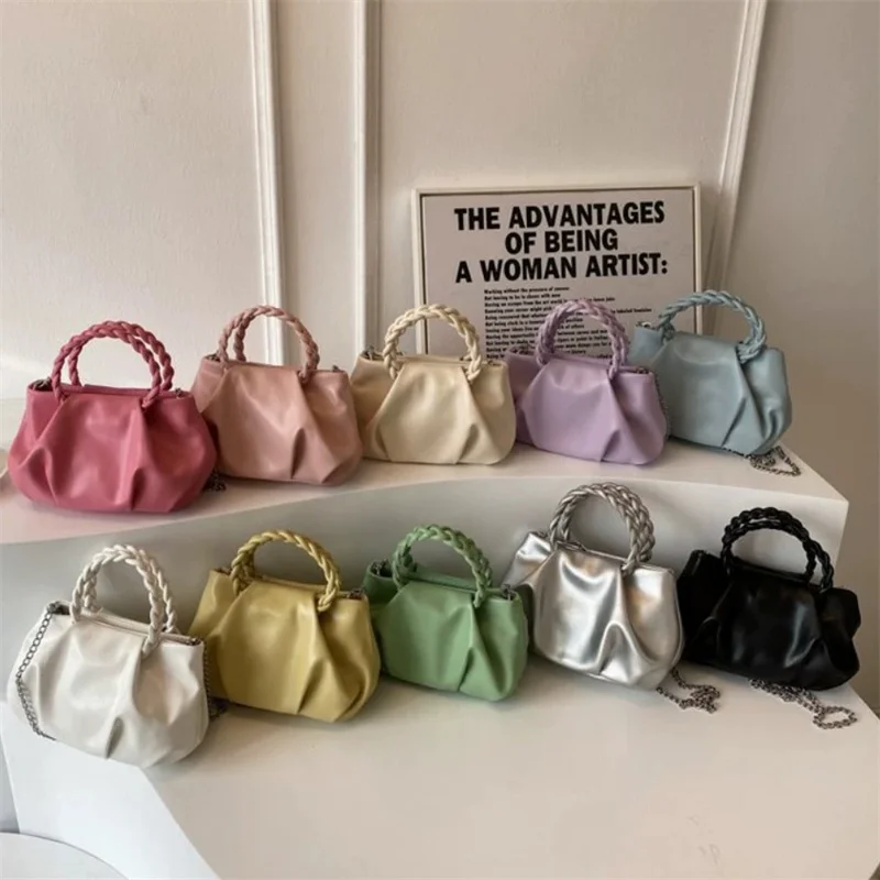 Cloud Bag Women 2023 Summer New Fashion Chain One Shoulder Crossbody Bag PU Leather Pleated Bag Personalized Texture Handbag