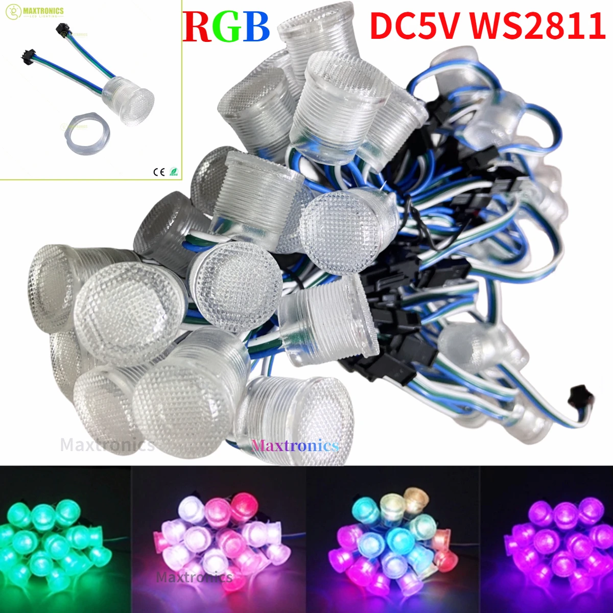 LED Modules 20PCS/lot DC5V WS2811 LED Pixel 20mm SMD5050 RGB 1 LEDs WS2811 IC Waterproof Point Light Diameter String Module New led light,led modules,led module