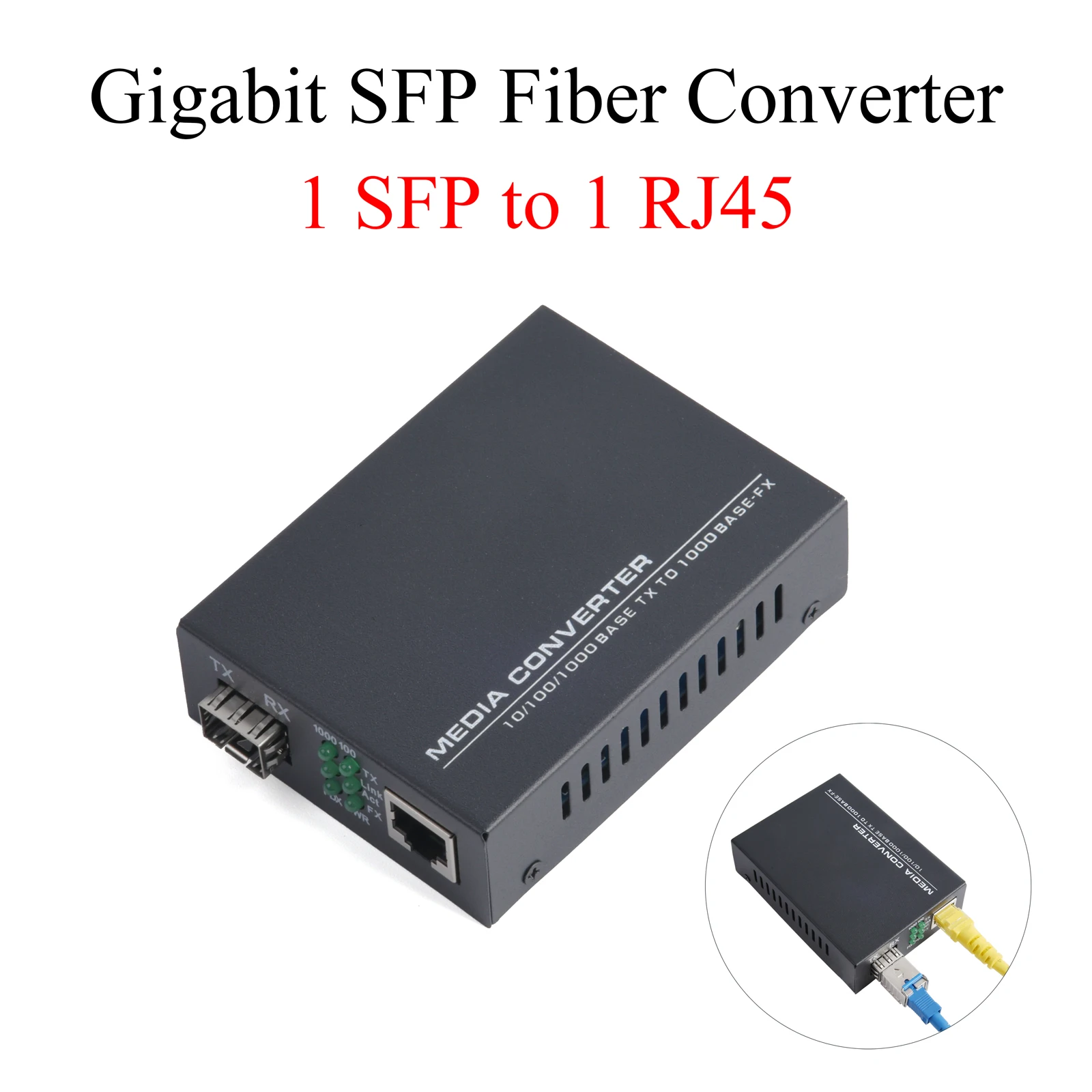 

1PCS Gigabit SFP Media Converter 1 SFP to 1 RJ45 Transceiver 10/100/1000M Fiber Optic Switch With 3KM/20KM LC/SC SFP Module