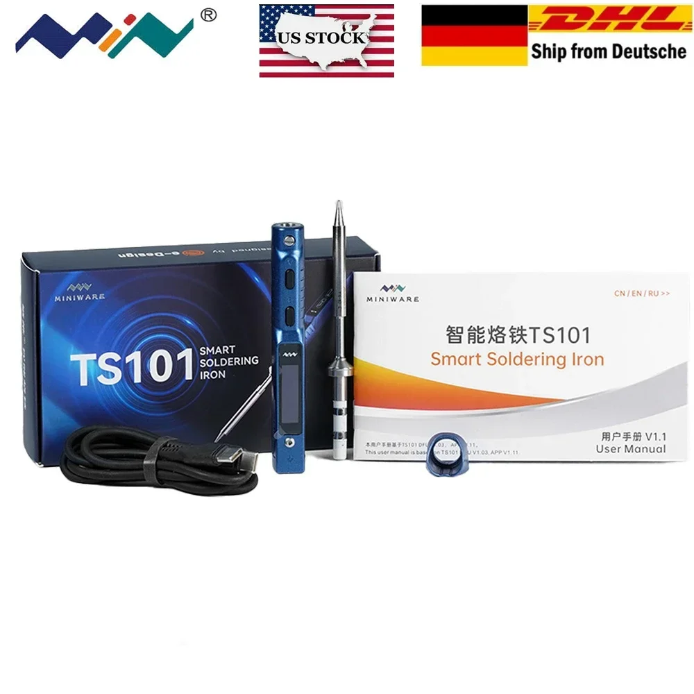 기존 Miniware 블루 TS101 전기 납땜 인두 조절 가능한 온도 USB 휴대용 디지털 용접 스테이션
