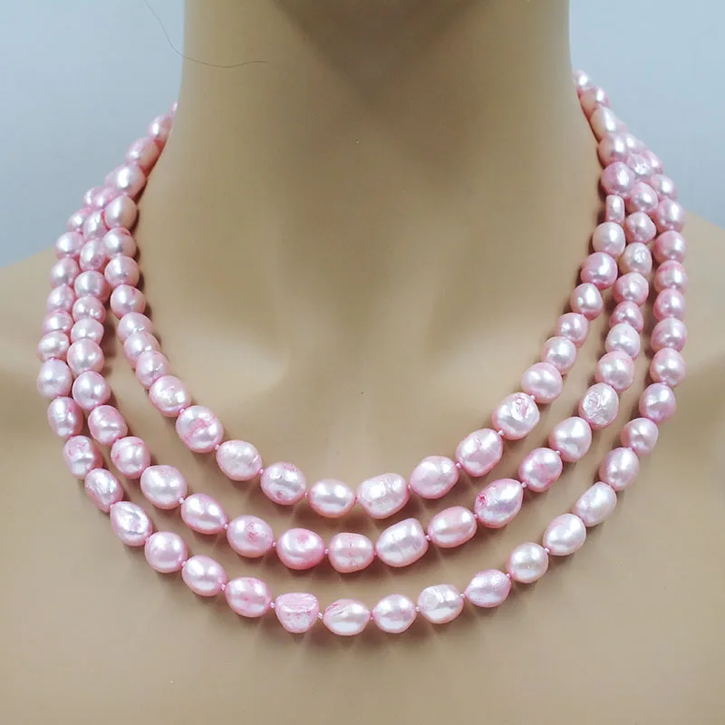 

3 layers irregular freshwater Baroque Pearl necklace Bracelet party Jewelry Set