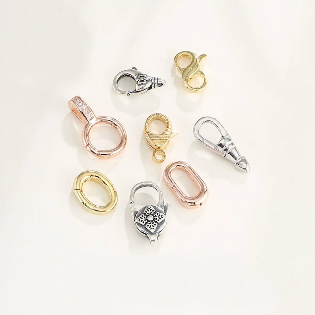 2pcs Fashion Spring Buttonr 925 Sterling Silver Lobster Clasp Connector Buckle for Necklace Bracelet DIY Jewelry Accessories