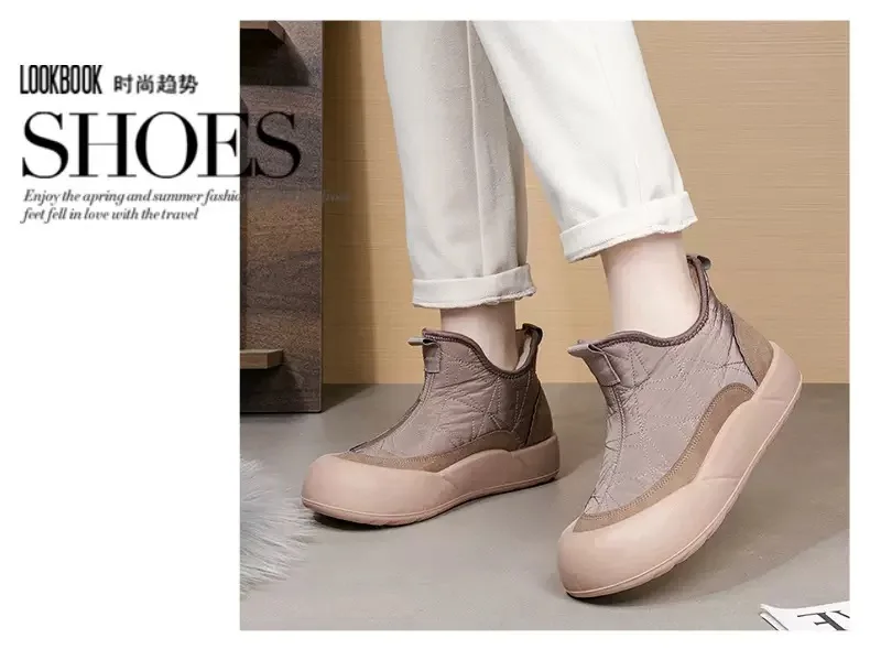 Dicke Sohlen Design Baumwolle Schuhe für Frauen 2024 Herbst und Winter Neue Plüsch Isolierung Flache Top Sport Schuhe Zapatillas Mujer – Detail 9