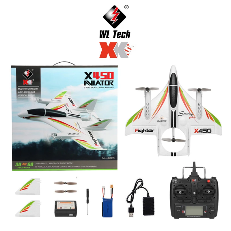 WLtoys XK X450 RC 비행기 6CH 브러시리스 비행기 2.4G 라디오 제어 글라이더 고정 날개 원격 제어 항공기 3D/6G RC 헬리콥터 