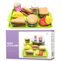 Children Hamburger Pretend Play Cooking Toys Set Mini Simulation Food Kitchen Toys For Girls Sandwich Fries Burger Assembly Game 2