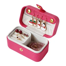 Elegant PU Leather Jewelry Box - Minimalist Storage for Rings, Necklaces, and Earrings (Rose)