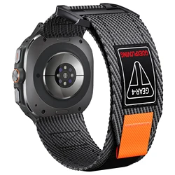 Nylon Tactical Outdoor Sports Strap - 47mm Wristband Bracelet for Galaxy Watch Ultra (Black Grey)