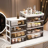 4-Tier Makeup Organizer with Drawers, Large Capacity Dustproof Cosmetic Storage Box , Nordic Style PP Material Desktop Organizer 2