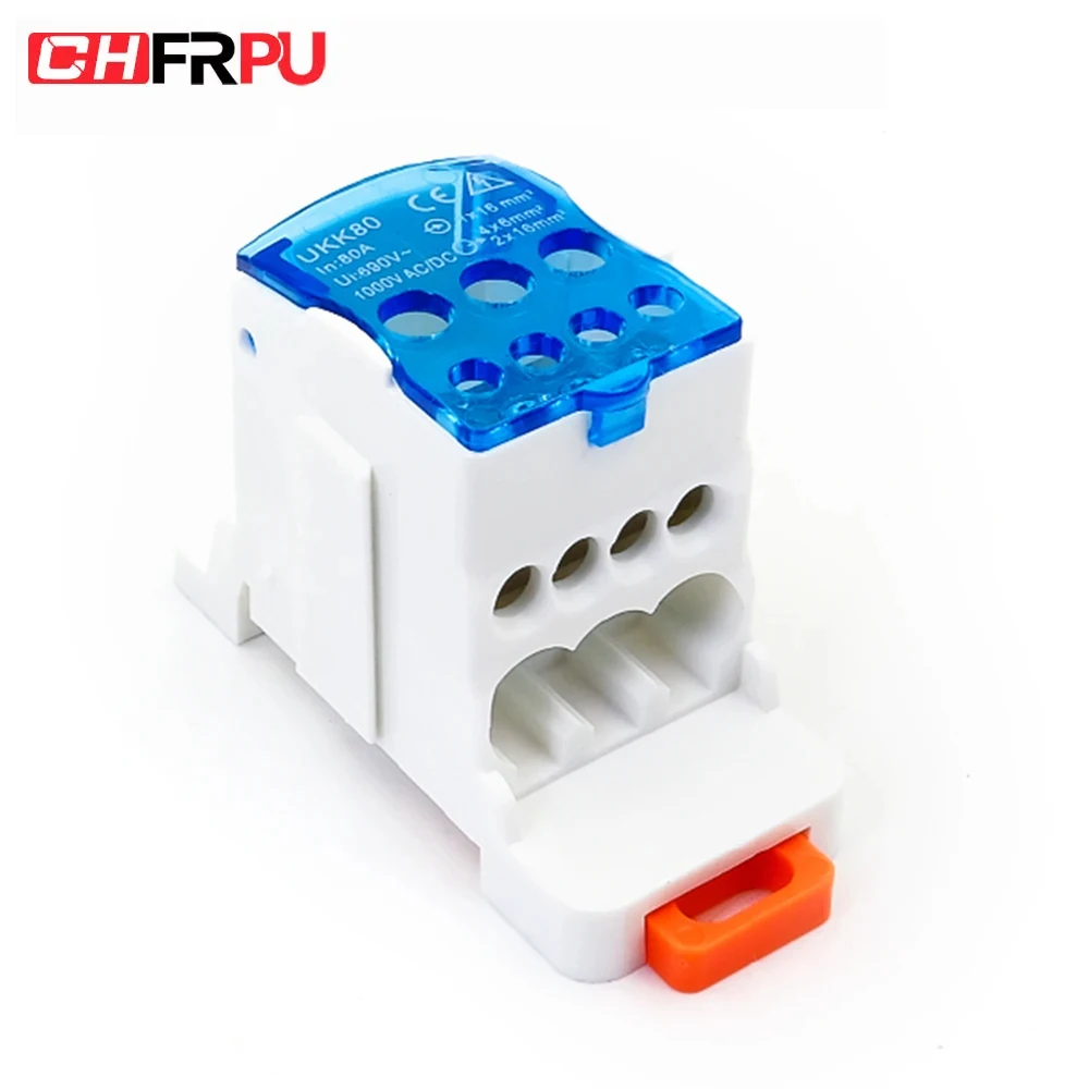 

1 Piece UKK 80A Din Rail Distribution Box Block One In Multiple Out Power Universal Wire Connector Junction Box Terminal Block