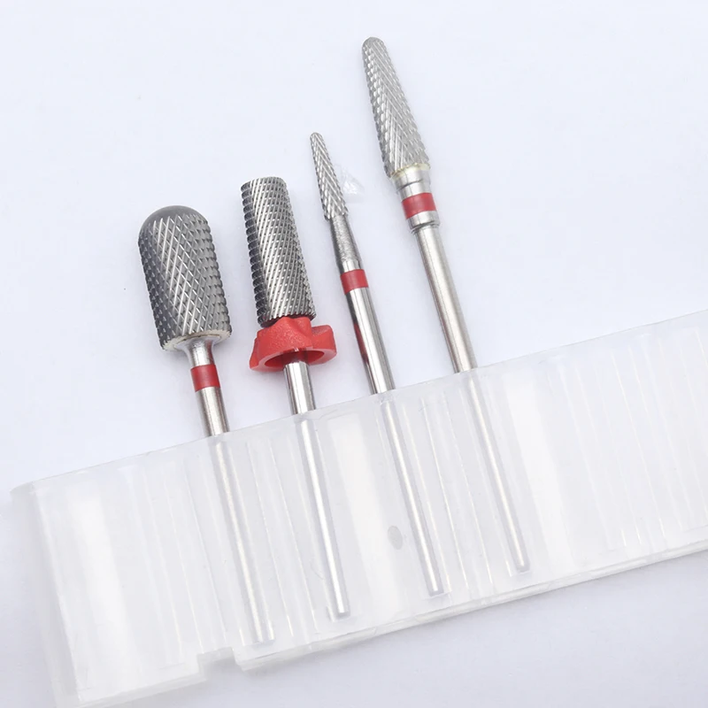 4pcs Kit Hot! F Silver Pro Whole Carbide Nail Drill Bits Nail Art Electric Drill Machine Files Nail Art Tools cut and polish