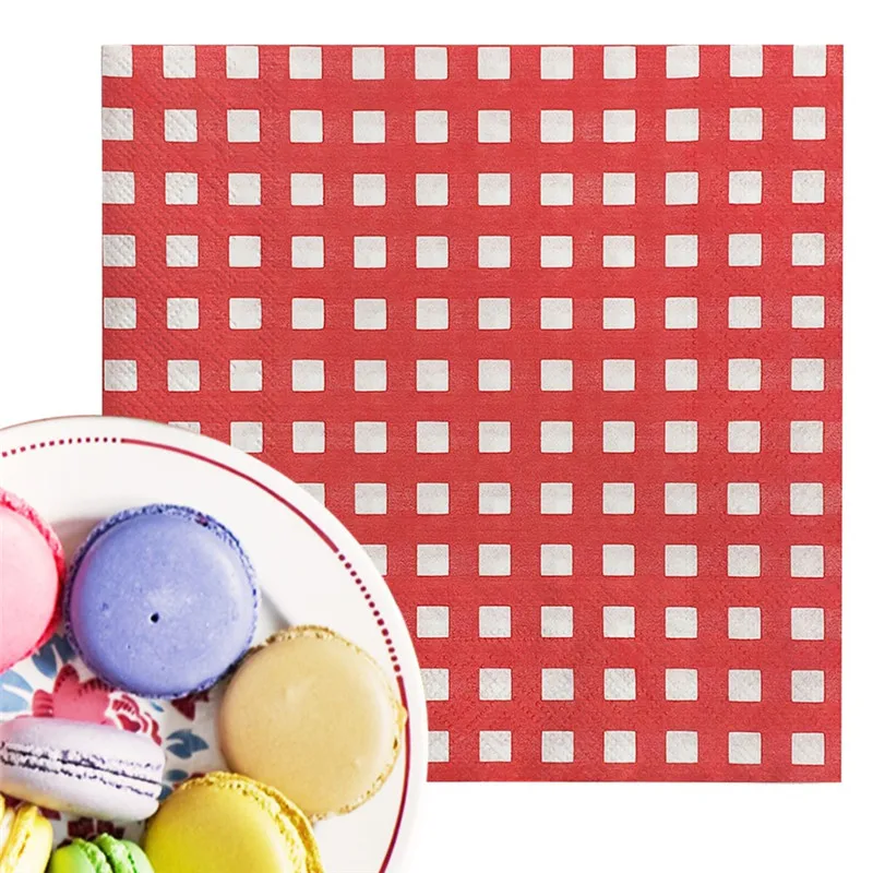 Description Picture 6 of item20Pcs Classic Vintage Plaid Checkered Printed Disposable Dinner Napkin Paper Birthday Wedding Party Decoration