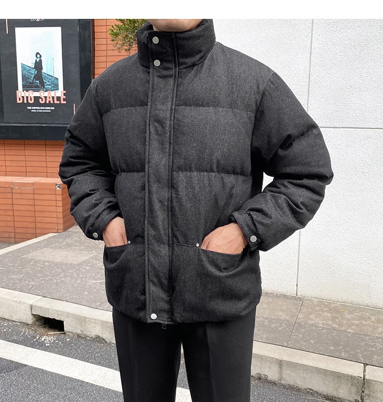 Collar Stand Jacket Men Winter New Korean Trend Thickened Short Jacket Men High Quality Solid Color Thick Coat Snow Parka Male Parkas