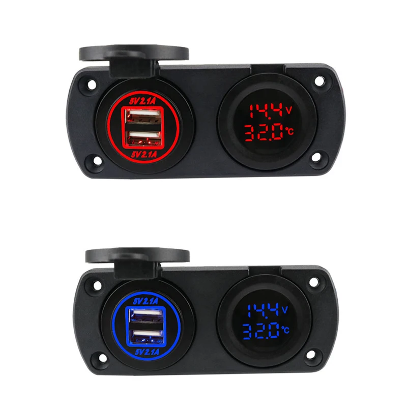 

2 в 1, автомобильная розетка-вольтметр, с 2-мя USB-портами