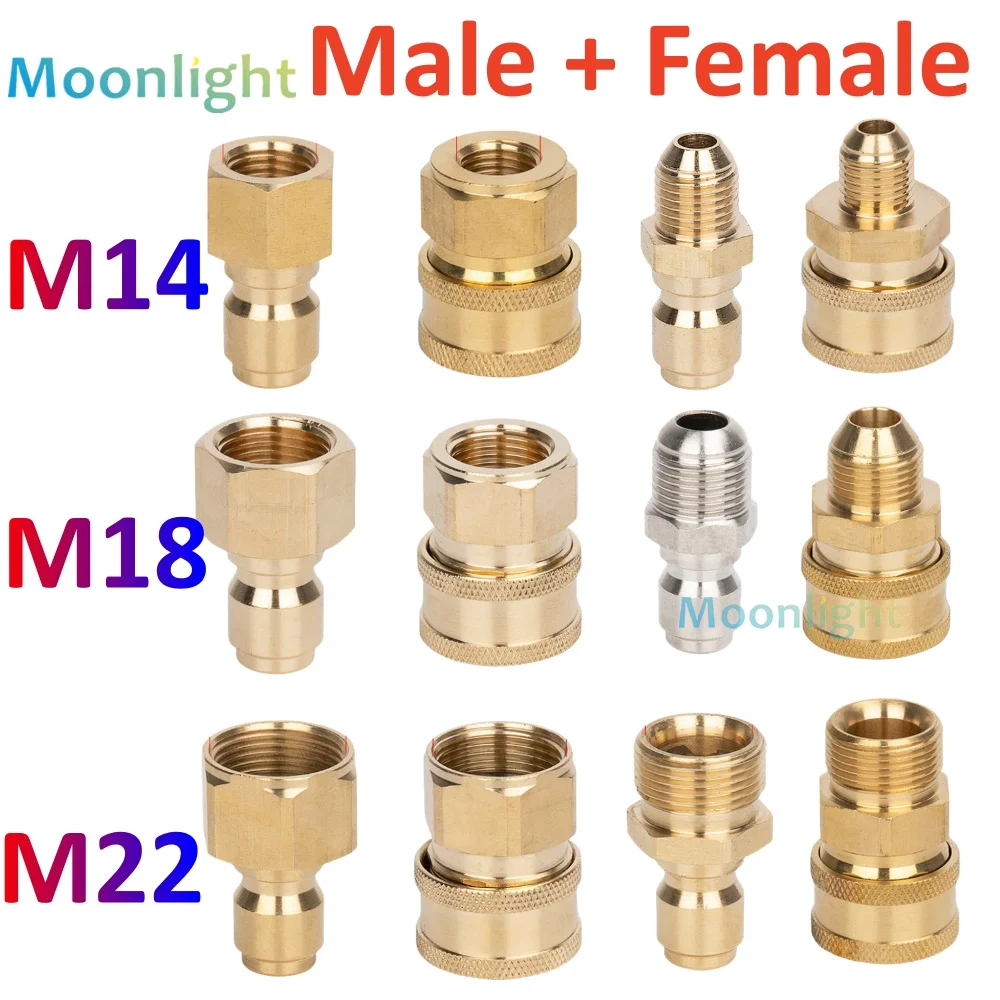 1PCS High Pressure Washer M14 M18 M22 Adapter Quick Connector Quick Release Fitting Power Washer Fast Connection Quick Coupler