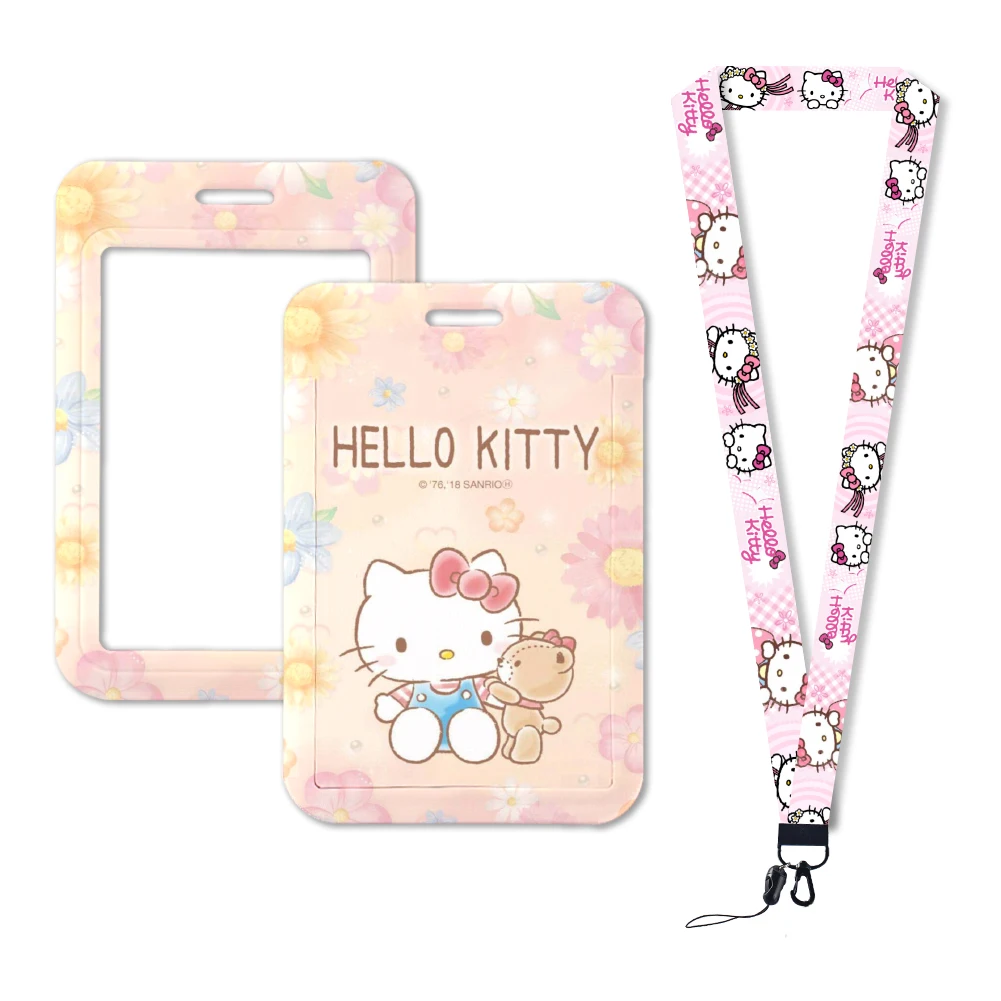 

W Hello Kitty Caroon Lanyard For Key Neck Strap ID Badge Holder Phone Strap Keychain Key Holder Hang Rope Keyring Accessories