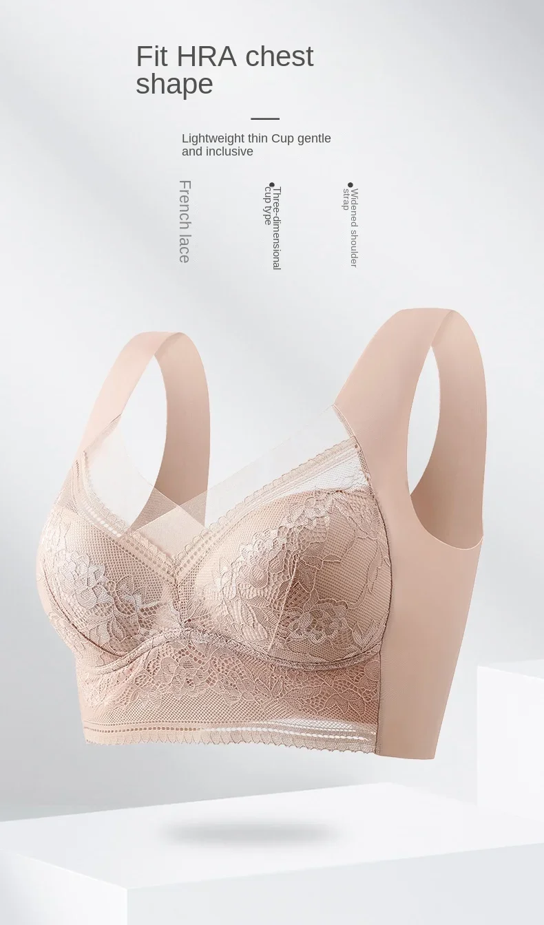 Damen Große Größen Push-Up BHs Eisseide Nahtlos Oberteil Bralette Spitze Drahtlos Sommer BHs Übergröße Top Dessous Unterwäsche Dropshipping – Detail 15