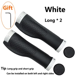 Ergonomic Rubber Bicycle Handlebar Grips with Dual Ring Lock for Comfort and Stability (S - White  long)