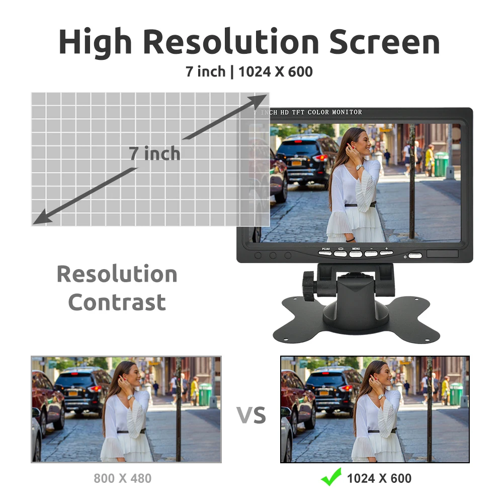 Car Display Monitor Display 7 Inch Car HDMI Monitor for TV Computer