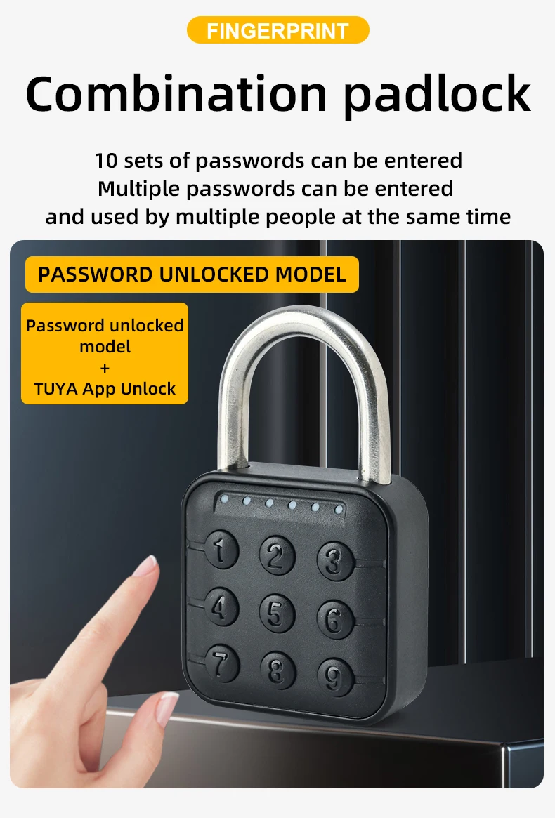 Smart Pad Lock Fingerprint Padlock Cabinet Lock Dormitory Anti-Theft Lock USB Re