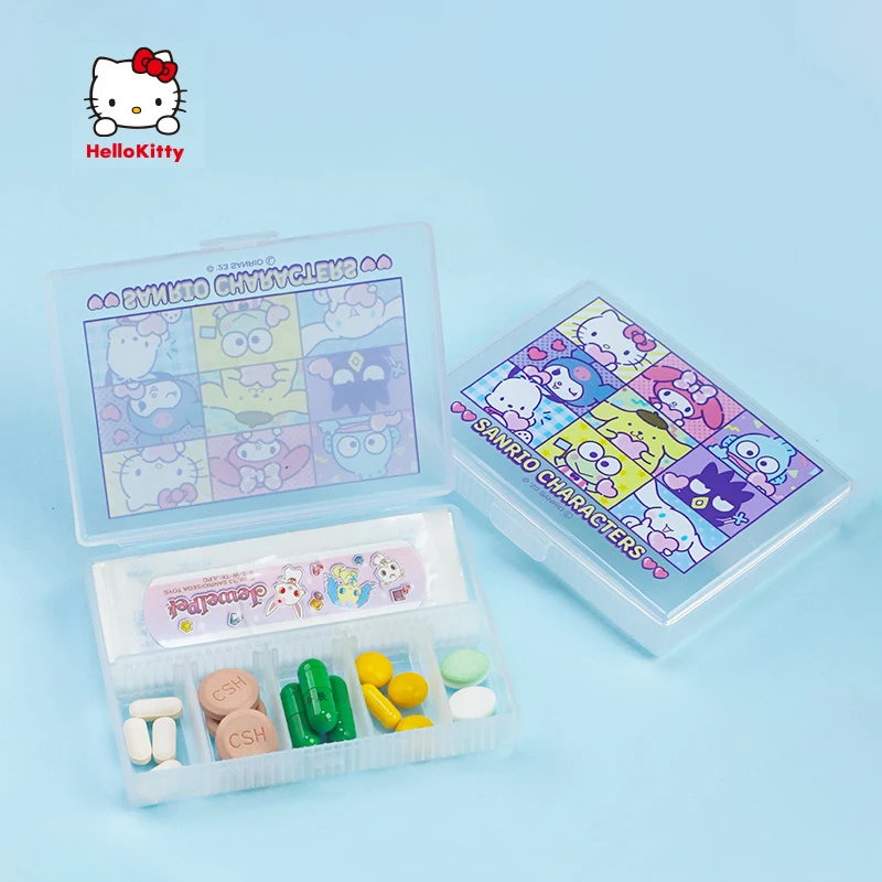 Sanrio Cartoon Character Hello Kitty My Melody Cute Portable Small Pill Box  Travel Portable Pill Box Storage Toys for Girls - AliExpress